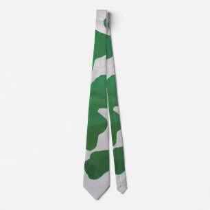 Cow Green and White Print Tie