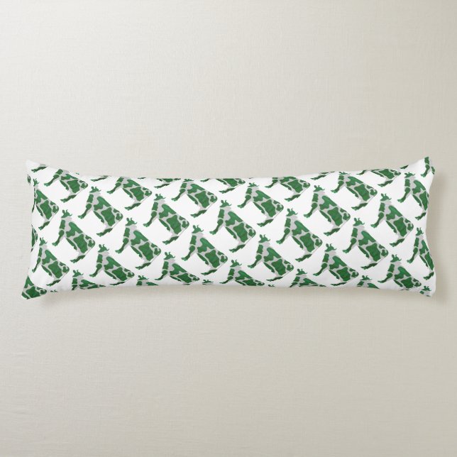 Cow Green and White Silhouette Body Pillow (Front)