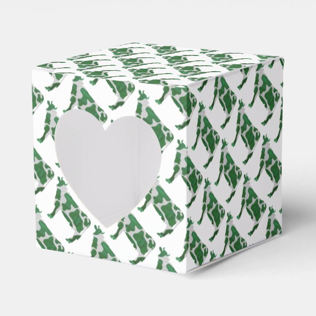 Cow Green and White Silhouette Favor Box (Front Side)