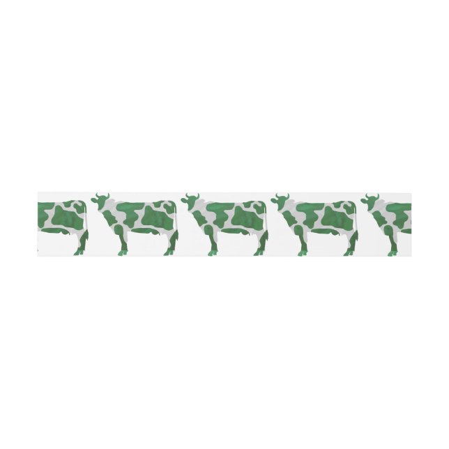 Cow Green and White Silhouette Invitation Belly Band (Flat)