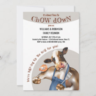 Cow Grilling Shrimp Barbecue Invitation