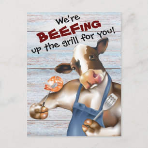 Cow Grilling Shrimp Barbecue Invitation Postcard