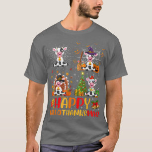 Cow Hallothanksmas Halloween Thanksgiving Christma T-Shirt