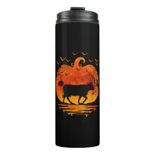 COW HALLOWEEN COSTUME PUMPKIN FALL SEASON THERMAL TUMBLER