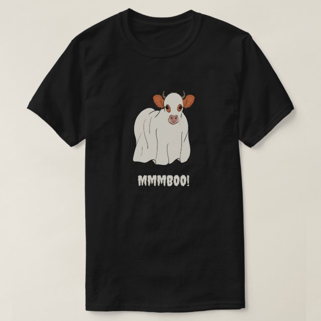 Cow Halloween Cute Ghost Moo Boo T-Shirt (Design Front)