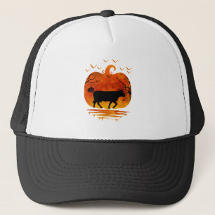 COW HALLOWEEN PUMPKIN COSTUME COW LOVER AUTUMN  TRUCKER HAT