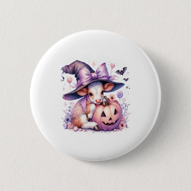 Cow Halloween Square 2 Inch Round Button (Front)