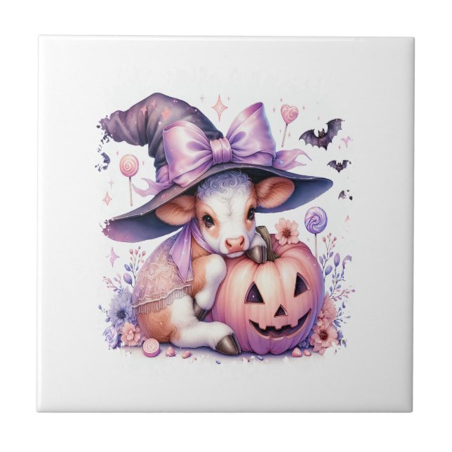 Cow Halloween Square Tile (Front)