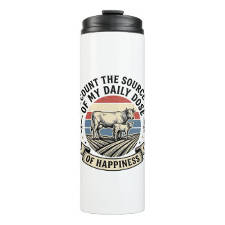 Cow Happiness Vintage Farm Vector Shirt Design_1 Thermal Tumbler