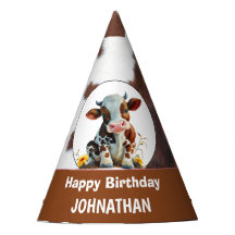 Cow Happy Birthday Brown and White