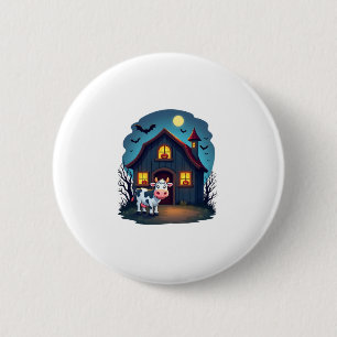 Cow & Haunted Barn 2 Inch Round Button
