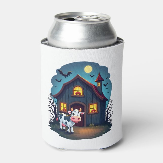 Cow & Haunted Barn Can Cooler (Can Front)