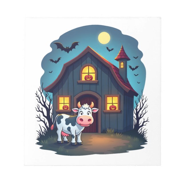 Cow & Haunted Barn Notepad (Front)