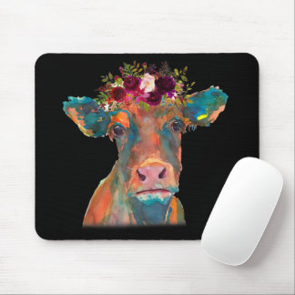 Cow Head Face Colourful Watercolor | Cow Gifts Mouse Pad