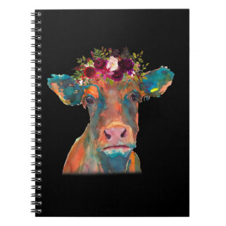 Cow Head Face Colourful Watercolor | Cow Gifts Notebook