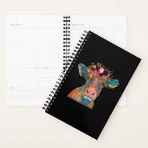 Cow Head Face Colourful Watercolor Cow Gifts Planner