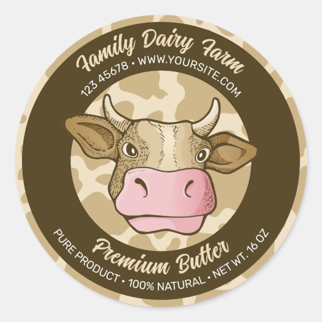 Cow Head Round Label (Front)