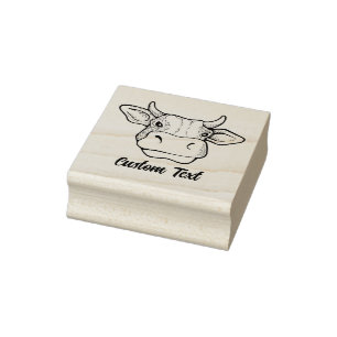 Cow Head Rubber Stamp