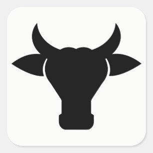 Cow Head Silhouette Square Sticker