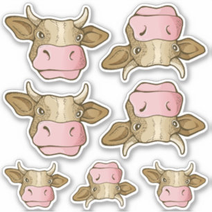 Cow Head Sticker Set
