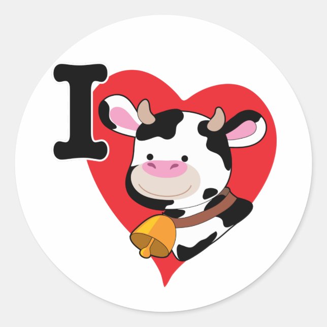 Cow Heart Classic Round Sticker (Front)