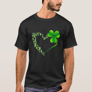 Cow Heart Leaf Irish St Patrick Day Clover Heart T-Shirt