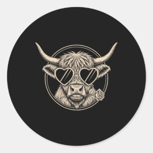 Cow Heart Sungles Rose Valentine Circle Frame  Classic Round Sticker