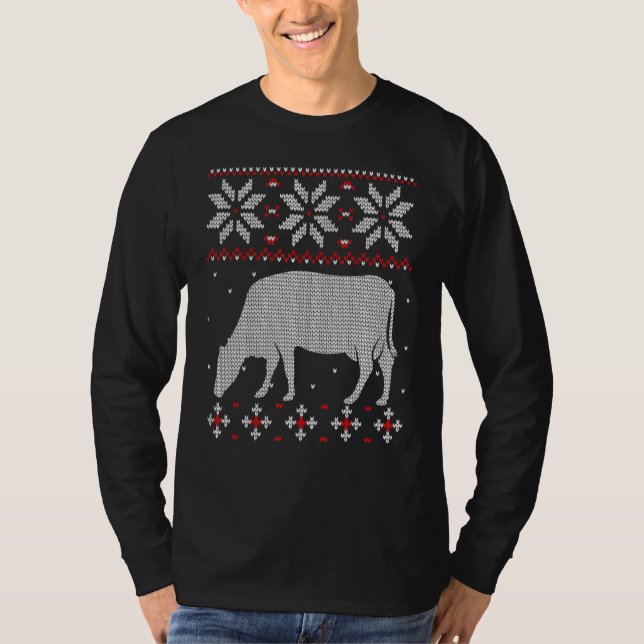 Cow Heifer Ugly Christmas Sweater Cattle Farming L (Front)