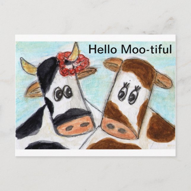 Cow Hello Moo-tiful Postcard (Front)