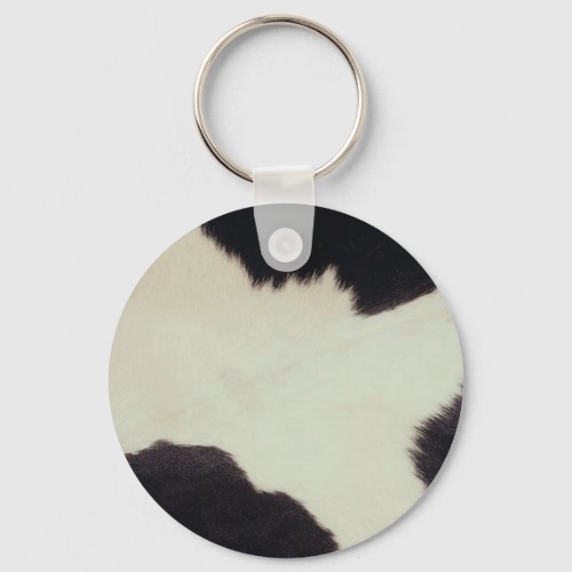 Cow Hide, Black and White Keychain (Front)