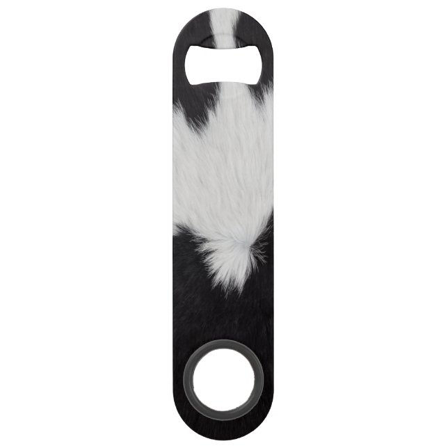 cow hide black white  bar key (Front)