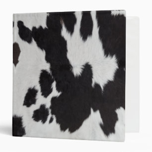 cow hide black white binder
