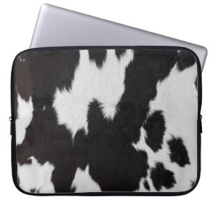 cow hide black white laptop sleeve
