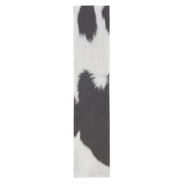 cow hide black white  short table runner (Front)