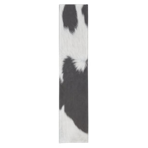 cow hide black white  short table runner