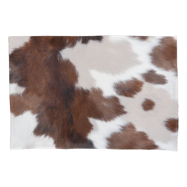 Cow hide Brow and White Pillowcase (Front-Left)
