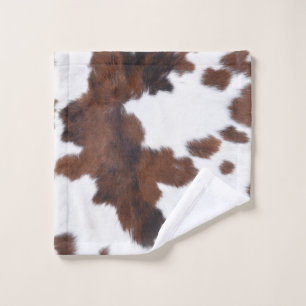 cow hide brown white bath towel set