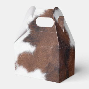 cow hide brown white   favour box