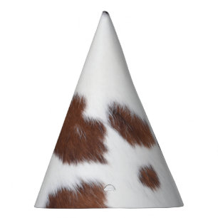 cow hide brown white    party hat