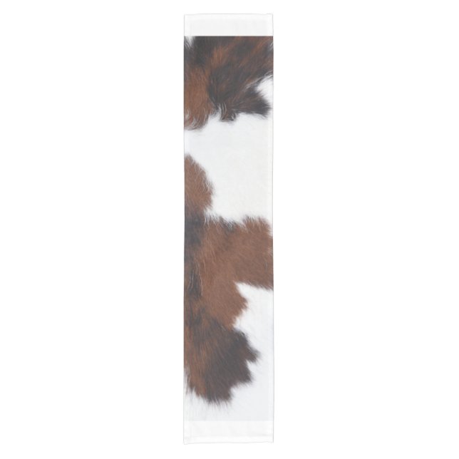 cow hide brown white    short table runner (Front)