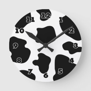 Cow hide pattern wall clock   Funny animal print