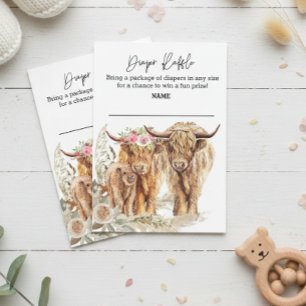 Cow Highland Baby Shower Couples Diaper Raffle Invitation