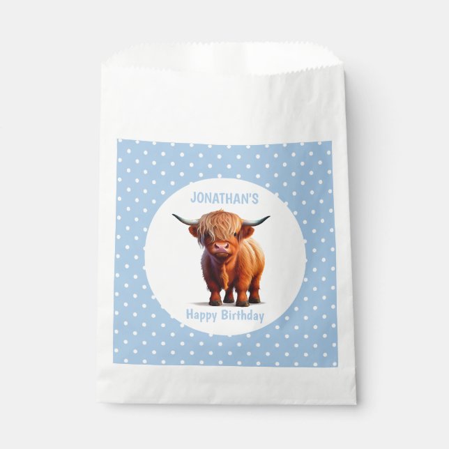 Cow Highland BLUE Favour Bag (Front)