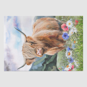 Cow Highland Farm Meadow Watercolor Tissue Paper