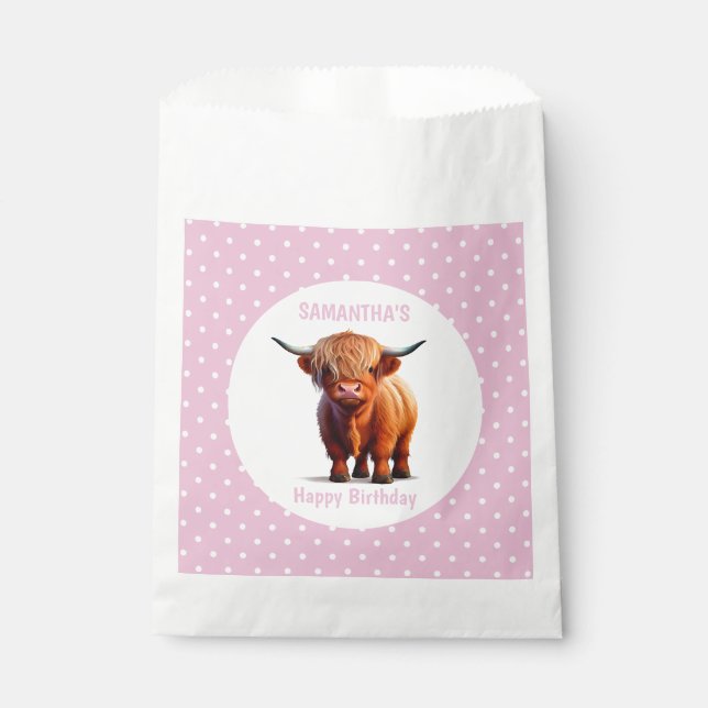 Cow Highland Pink Favour Bag (Front)
