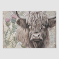 Cow Highland Scotland Thistle Watercolor