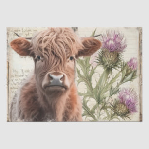 Cow Highland Scotland Thistle Watercolor Tissue Paper