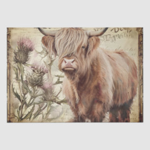 Cow Highland Scotland Thistle Watercolor Tissue Paper