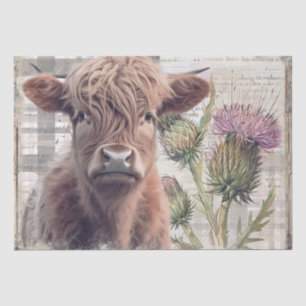 Cow Highland Scotland Thistle Watercolor Tissue Paper