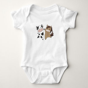 Cow Horse Farm Sweet Animals Bauer Farmer Baby Bodysuit